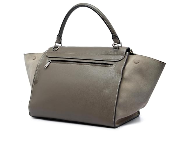 Céline Borsa Trapeze Celine Medium in vitello e camoscio marrone Taupe - vista 2