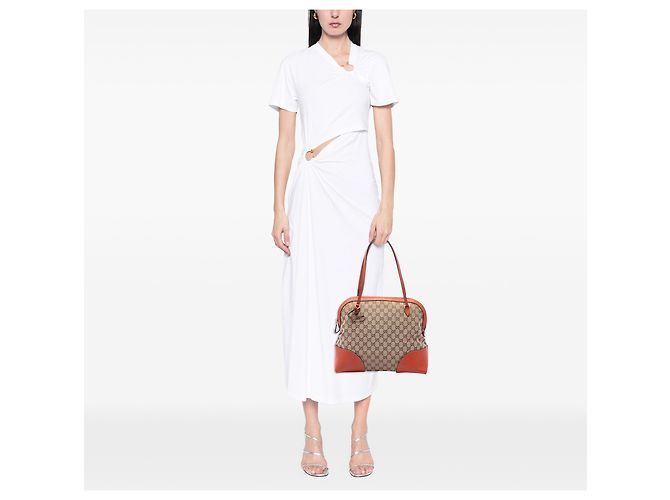 Borsa tote Gucci Bree Dome Medium in canvas GG beige - vista 6