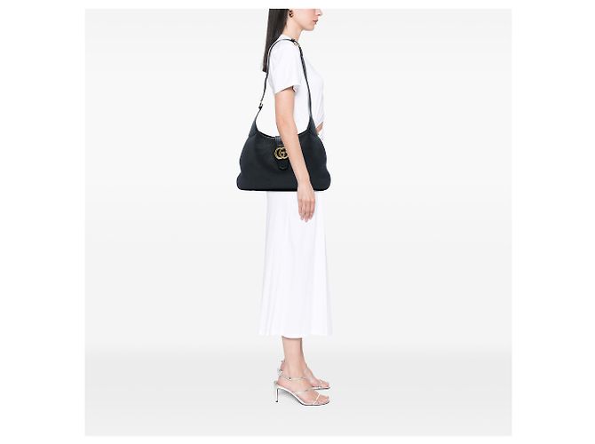 Gucci Aphrodite Crossbody in pelle nera Medium Nero - vista 5