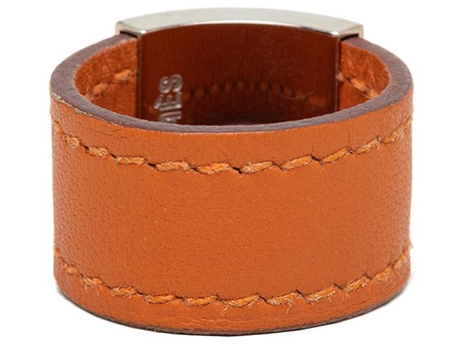 Ring Anello Lurie Hermès in pelle Swift Orange e Palladio Arancione - vista 3