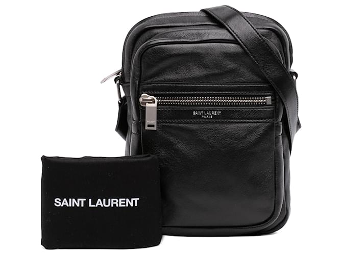 Borsa a tracolla Sid in pelle nera Saint Laurent Nero - vista 7