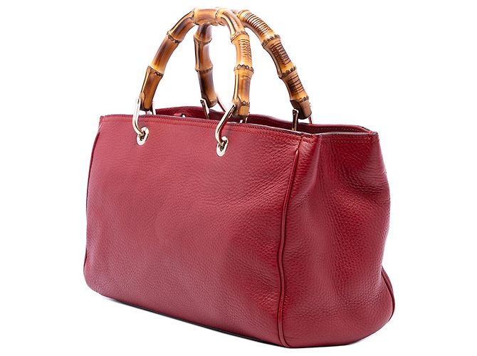 Borsa Gucci Bamboo Shopper media in pelle di vitello rossa Rosso - vista 2