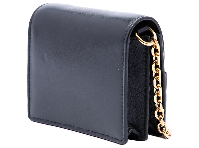 Céline Celine Black Mini Smooth Calfskin Triomphe Maillon Wallet on Chain Nero - vista 2