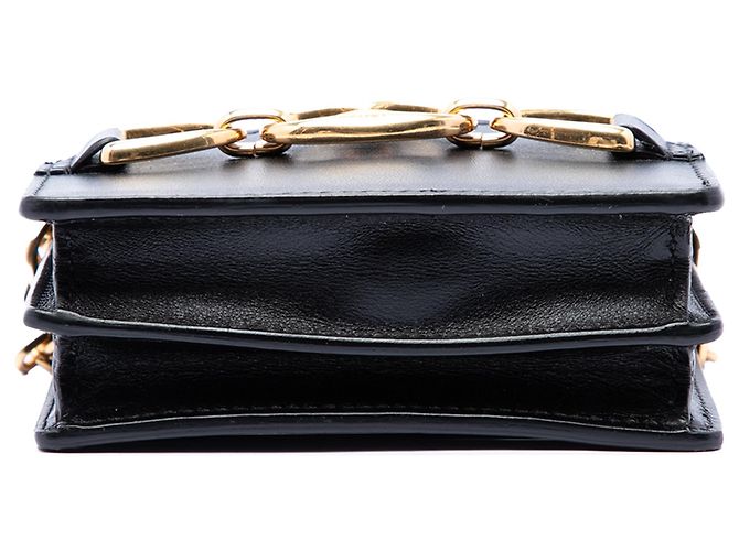 Céline Celine Black Mini Smooth Calfskin Triomphe Maillon Wallet on Chain Nero - vista 3