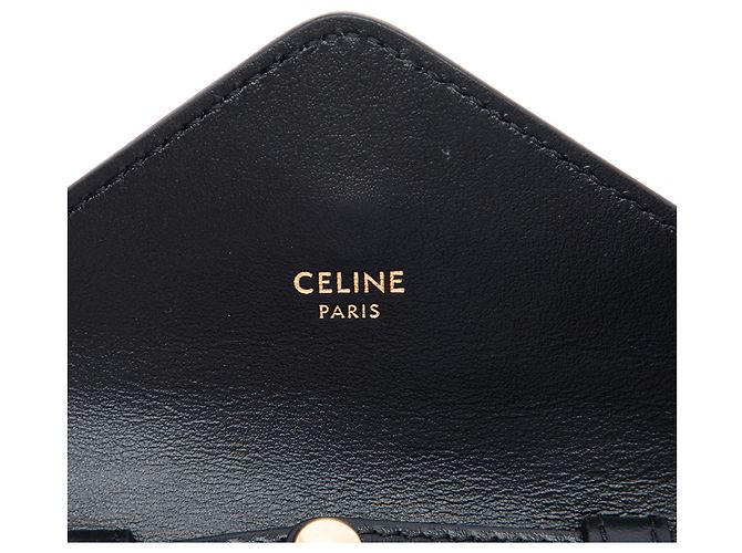 Céline Celine Black Mini Smooth Calfskin Triomphe Maillon Wallet on Chain Nero - vista 5