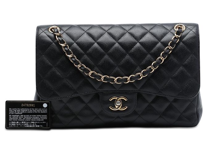 Chanel Black Jumbo Classic Caviar Double Flap Nero - vista 7