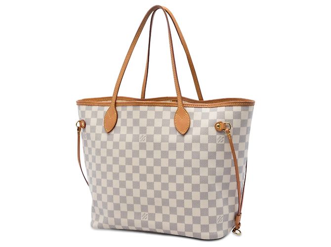 Louis Vuitton White Damier Azur Neverfull MM Weiß - Ansicht 2