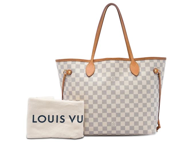 Louis Vuitton White Damier Azur Neverfull MM Weiß - Ansicht 6