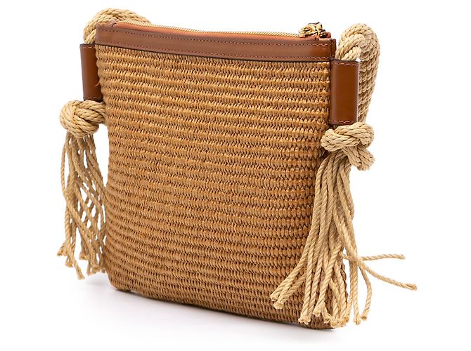 Borsa a tracolla Marni in rafia marrone con logo - vista 2