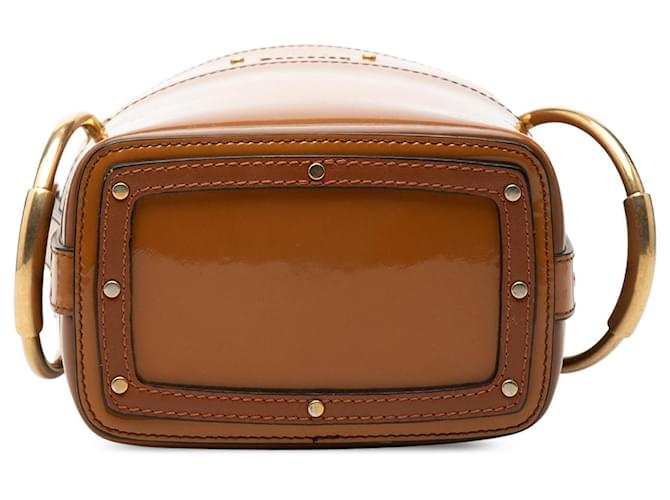 Mini borsa a secchiello Roy in vernice marrone Chloé Caramello - vista 3