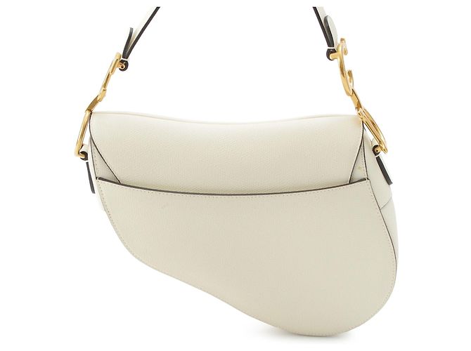 Sac Saddle Dior en veau grainé blanc - vue 2