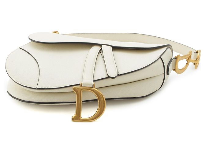 Sac Saddle Dior en veau grainé blanc - vue 3