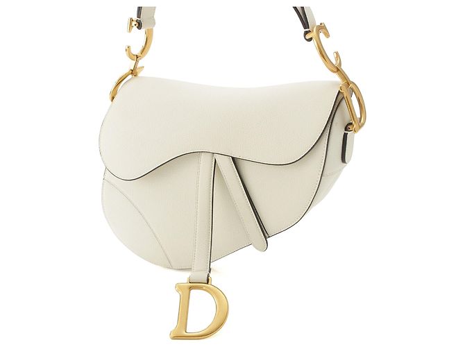 Sac Saddle Dior en veau grainé blanc - vue 6