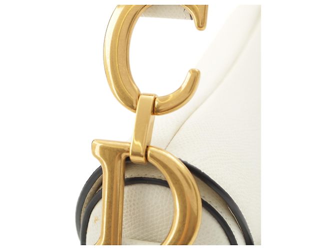 Sac Saddle Dior en veau grainé blanc - vue 8