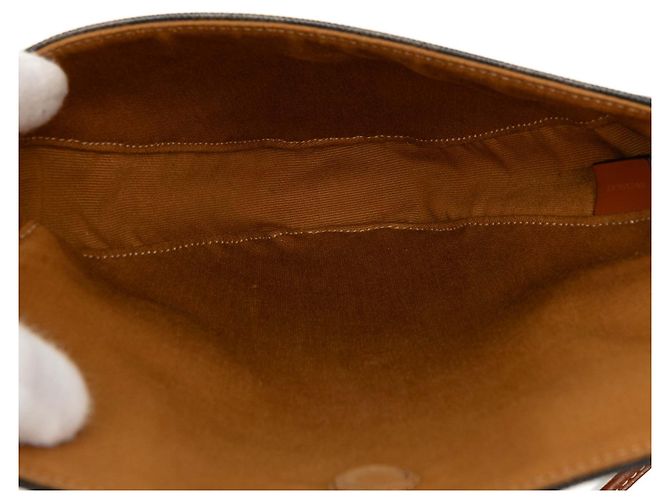 Céline Celine Brown Triomphe Coated Canvas Logo Triangle Crossbody Marrone Marrone scuro - vista 4