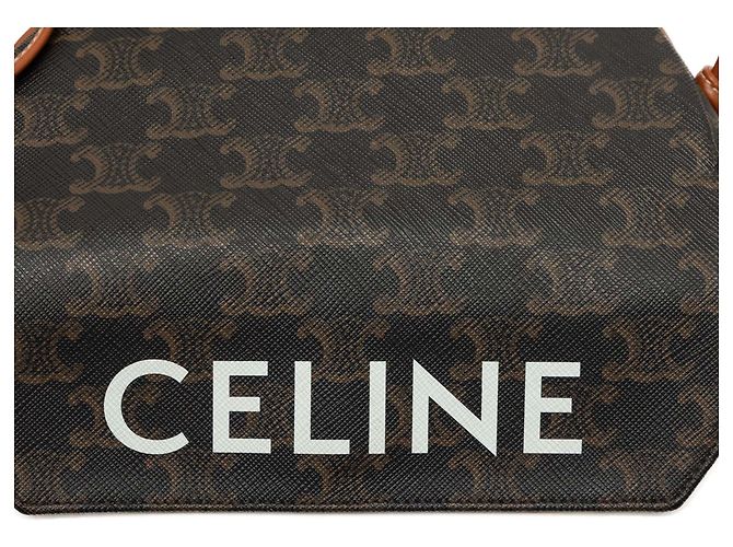 Céline Celine Brown Triomphe Coated Canvas Logo Triangle Crossbody Marrone Marrone scuro - vista 5