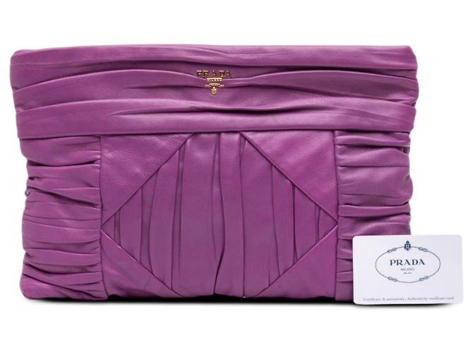 Clutch Prada in Nappa plissettata viola Porpora - vista 7