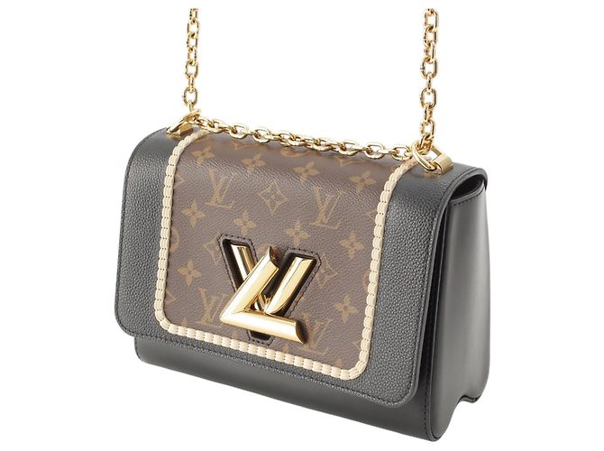 Louis Vuitton Brown Monogram and Calfskin Twist MM Marrone - vista 2