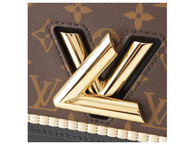 Louis Vuitton Brown Monogram and Calfskin Twist MM Marrone - vista 9