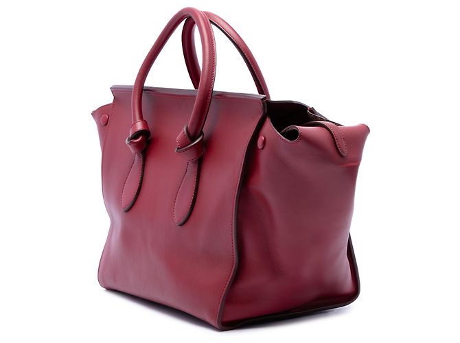Céline Celine Red Small Leather Tie Tote Rosso - vista 2