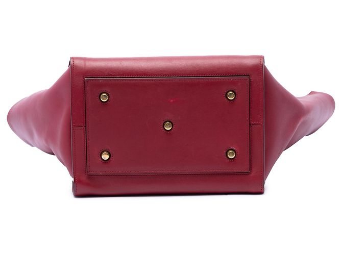 Céline Celine Red Small Leather Tie Tote Rosso - vista 3