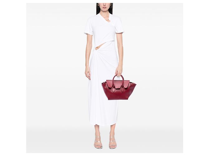 Céline Celine Red Small Leather Tie Tote Rosso - vista 6