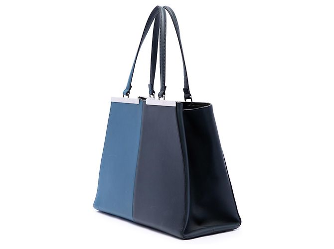 Fendi Blue Large Bicolor Vitello Elite 3Jours Tote Blau - Ansicht 2