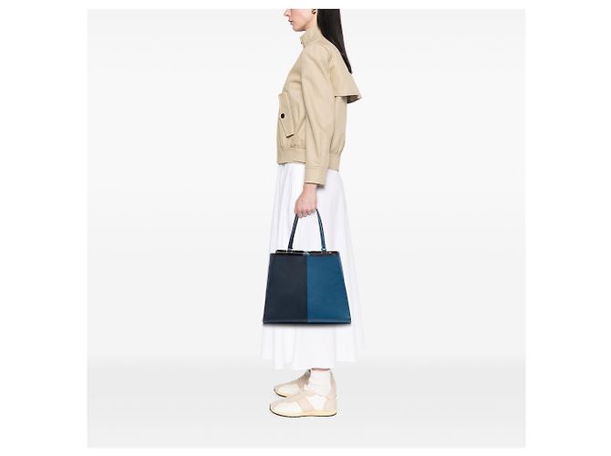 Fendi Blue Large Bicolor Vitello Elite 3Jours Tote Blau - Ansicht 6
