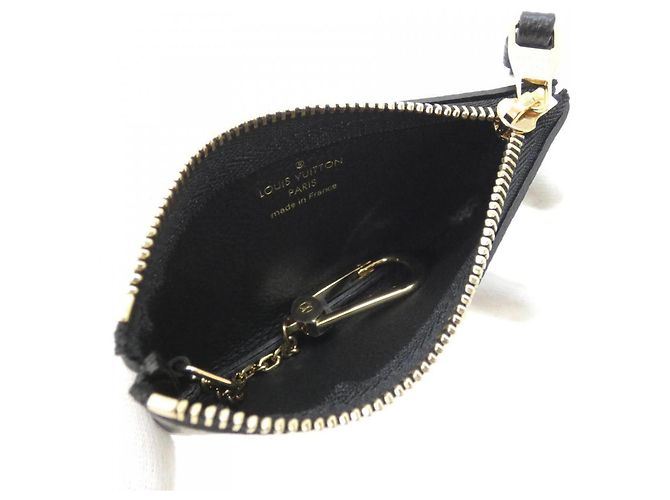 Louis Vuitton Bicolor Monogram Empreinte Pochette Cle M80885 Coin & Key Case Noir Beige - vue 4