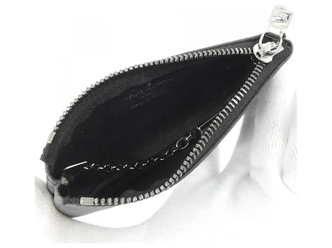 Louis Vuitton Monogram Eclipse Reverse Coin Case Nero Grigio - vista 5