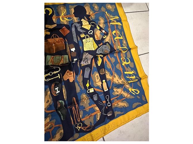 Hermès Carré di seta Monsieur et Madame Giallo - vista 3