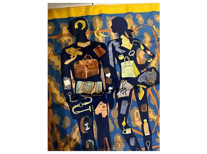 Hermès Carré di seta Monsieur et Madame Giallo - vista 5