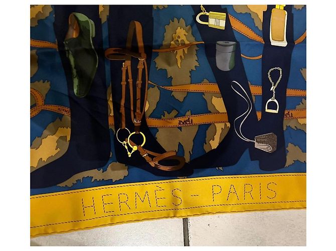 Hermès Carré di seta Monsieur et Madame Giallo - vista 6