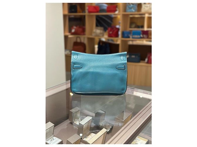 Hermès Jypsiere 28 Bolsa de Ombro em Couro Togo Azul - vista 2