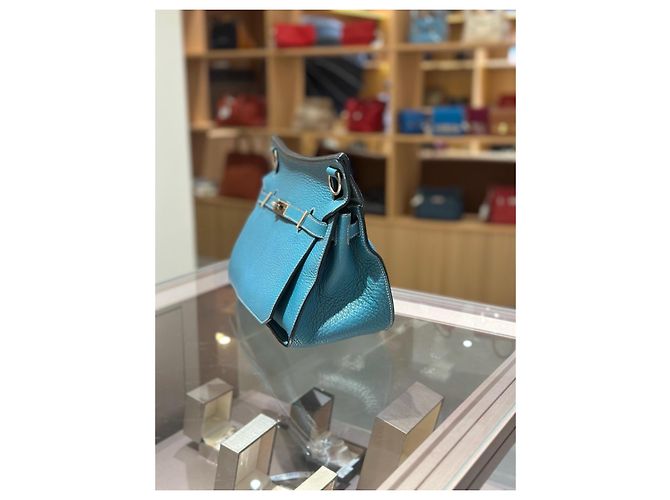 Hermès Jypsiere 28 Bolsa de Ombro em Couro Togo Azul - vista 3