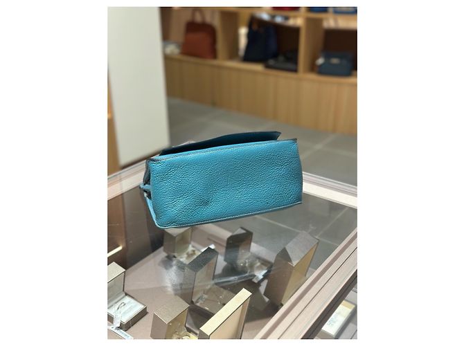 Hermès Jypsiere 28 Bolsa de Ombro em Couro Togo Azul - vista 5