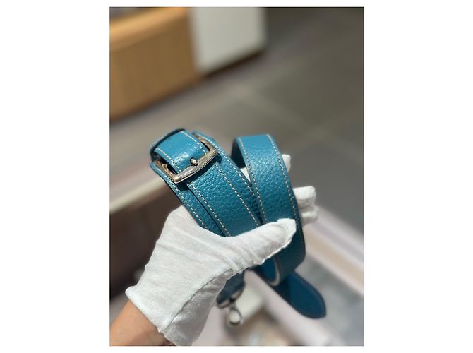 Hermès Jypsiere 28 Bolsa de Ombro em Couro Togo Azul - vista 6