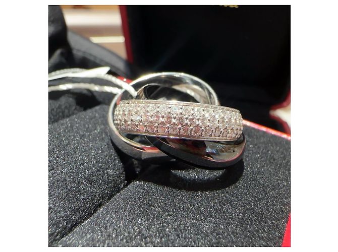Anello Cartier Trinity Diamanti e Ceramica Nera Nero Bianco Silver hardware - vista 7