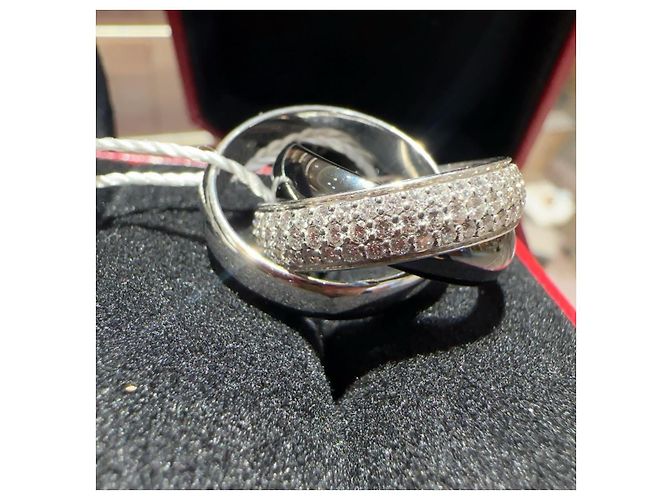 Anello Cartier Trinity Diamanti e Ceramica Nera Nero Bianco Silver hardware - vista 8