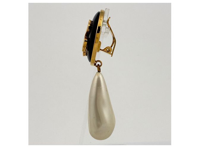 Chanel Clover Swing Ohrringe Schwarz Golden - Ansicht 2