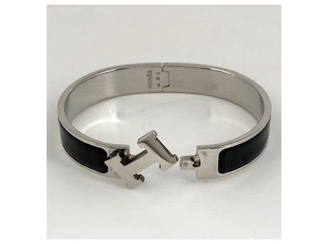 Hermès Hermes Click H Bangle Black Silvery - view 3