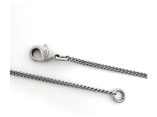 Collana Chanel in strass argentata con design a gatto e logo Coco Mark Argento - vista 3