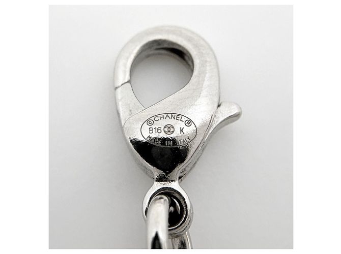 Collana Chanel in strass argentata con design a gatto e logo Coco Mark Argento - vista 4
