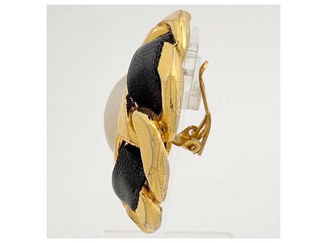 Chanel Clip-On Ohrringe Schwarz und Gold Golden - Ansicht 2