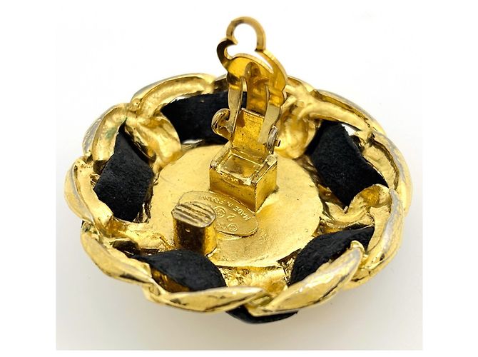 Chanel Clip-On Ohrringe Schwarz und Gold Golden - Ansicht 3