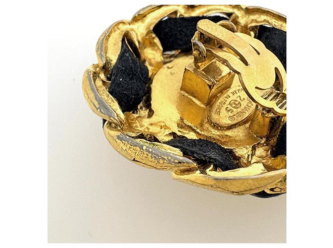 Chanel Clip-On Ohrringe Schwarz und Gold Golden - Ansicht 4