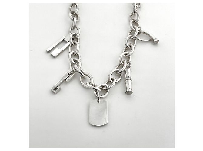 Bamboo Collar Gucci chapado en plata con dijes - vista 2