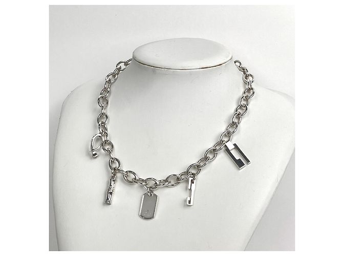 Bamboo Collar Gucci chapado en plata con dijes - vista 4