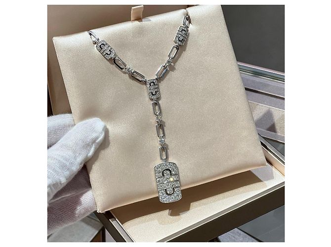 Bulgari Collana Bvlgari Parentesi Diamanti in Oro Bianco Argento - vista 2