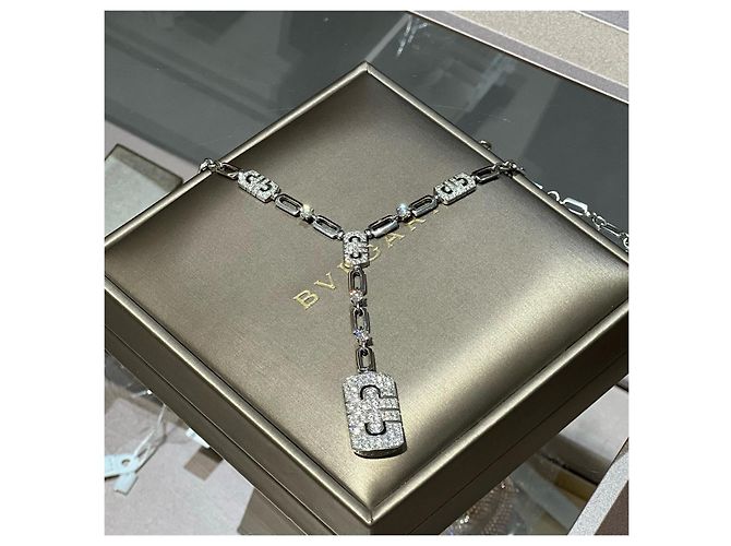 Bulgari Collana Bvlgari Parentesi Diamanti in Oro Bianco Argento - vista 4
